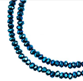 246, 1.5x2.5mm Faceted Metallic Blue Iris Crystal Lane Donut Rondelle Beads