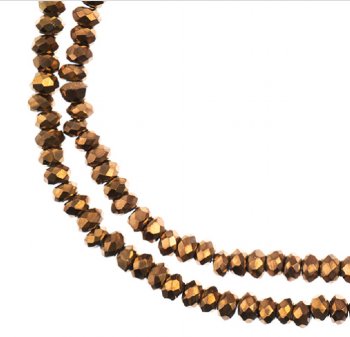 246, 1.5x2.5mm Faceted Metallic Copper Iris Crystal Lane Donut Rondelle Beads