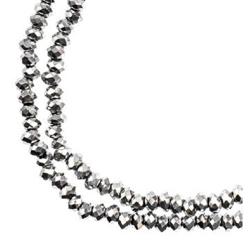 246, 1.5x2.5mm Faceted Silver Iris Crystal Lane Donut Rondelle Beads