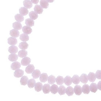 110, 3x4mm Faceted Opaque Pink Crystal Lane Donut Rondelle Beads