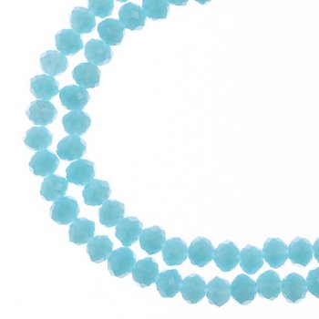 110, 3x4mm Faceted Opaque Blue Crystal Lane Donut Rondelle Beads