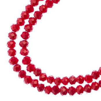 110, 3x4mm Faceted Opaque Red Crystal Lane Donut Rondelle Beads