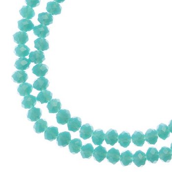 110, 3x4mm Faceted Opaque Turquoise Blue Crystal Lane Donut Rondelle Beads