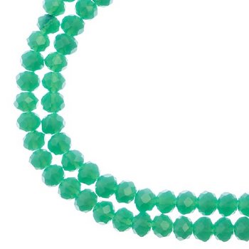 110, 3x4mm Faceted Opaque Turquoise Green Crystal Lane Donut Rondelle Beads