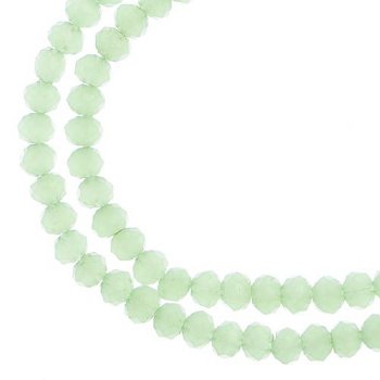 110, 3x4mm Faceted Opaque Light Green Crystal Lane Donut Rondelle Beads