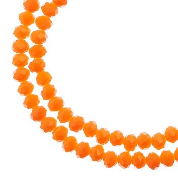 110, 3x4mm Faceted Opaque Orange Crystal Lane Donut Rondelle Beads