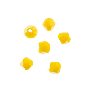 96, 4mm Faceted Opaque Yellow Crystal Lane Bicone Beads