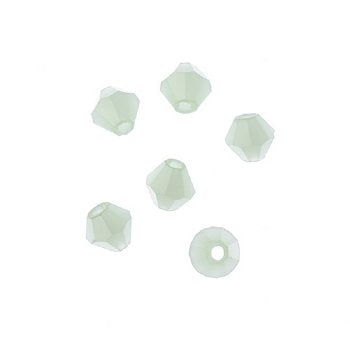 96, 4mm Faceted Opaque Light Green Crystal Lane Bicone Beads