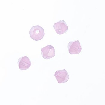 96, 4mm Faceted Opaque Pink Crystal Lane Bicone Beads