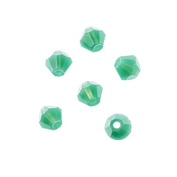 96, 4mm Faceted Opaque Turquoise Green Crystal Lane Bicone Beads