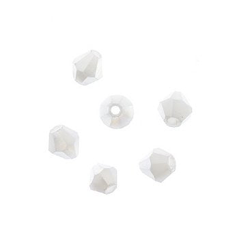 96, 4mm Faceted Opaque White AB Crystal Lane Bicone Beads