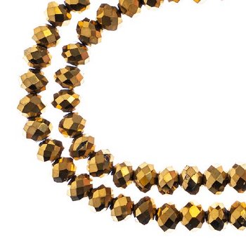 78, 4x6mm Faceted Metallic Gold Iris Crystal Lane Donut Rondelle Beads