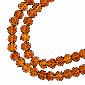 78, 4x6mm Faceted Transparent Amber Crystal Lane Donut Rondelle Beads