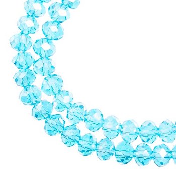 78, 4x6mm Faceted Transparent Aqua Blue AB Crystal Lane Donut Rondelle Beads