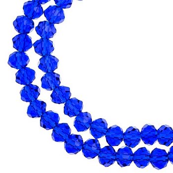78, 4x6mm Faceted Transparent Dark Sapphire Crystal Lane Donut Rondelle Beads
