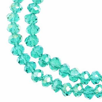 78, 4x6mm Faceted Transparent Dark Teal Green AB Crystal Lane Donut Rondelle Beads
