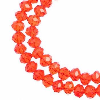 78, 4x6mm Faceted Transparent Red Crystal Lane Donut Rondelle Beads