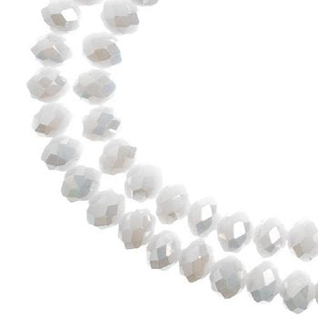 78, 4x6mm Faceted Opaque White AB Crystal Lane Donut Rondelle Beads