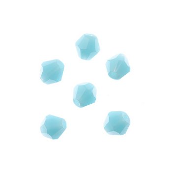 64, 6mm Faceted Opaque Blue Crystal Lane Bicone Beads