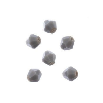 64, 6mm Faceted Opaque Grey Crystal Lane Bicone Beads