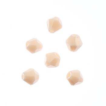 64, 6mm Faceted Opaque Light Cream Crystal Lane Bicone Beads