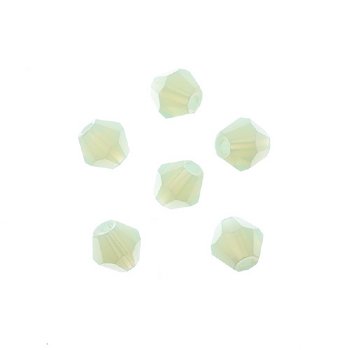 64, 6mm Faceted Opaque Light Green Crystal Lane Bicone Beads