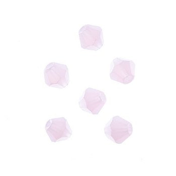 64, 6mm Faceted Opaque Pink Crystal Lane Bicone Beads