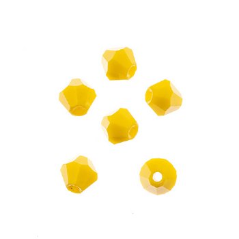 64, 6mm Faceted Opaque Yellow Crystal Lane Bicone Beads