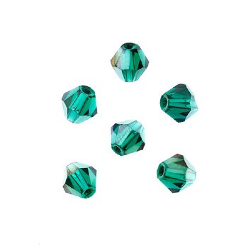 64, 6mm Faceted Transparent Dark Green AB Crystal Lane Bicone Beads