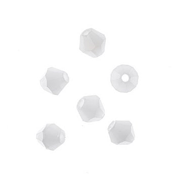 64, 6mm Faceted Opaque White Crystal Lane Bicone Beads