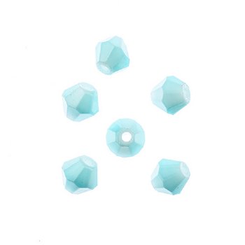 64, 6mm Faceted Opaque Light Blue Crystal Lane Bicone Beads