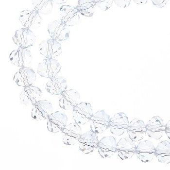 58, 6x8mm Faceted Transparent Crystal AB Crystal Lane Donut Rondelle Beads
