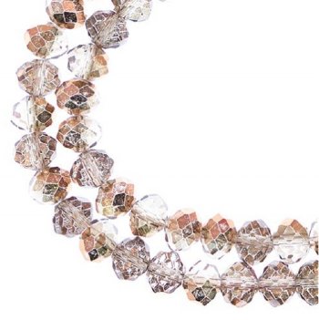 58, 6x8mm Faceted Crystal Copper Capri Lane Donut Rondelle Beads