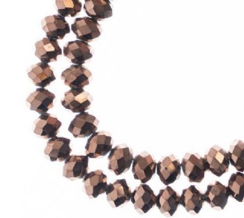 58, 6x8mm Faceted Metallic Copper Iris Crystal Lane Donut Rondelle Beads
