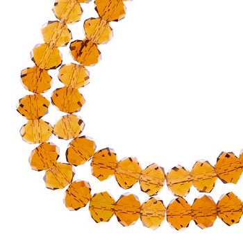 58, 6x8mm Faceted Transparent Amber Crystal Lane Donut Rondelle Beads