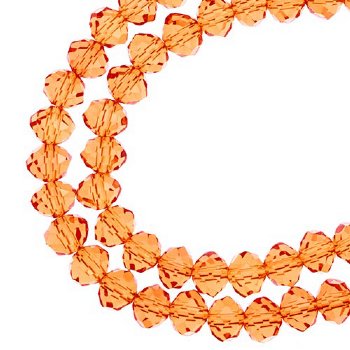 58, 6x8mm Faceted Transparent Orange Lane Donut Rondelle Beads