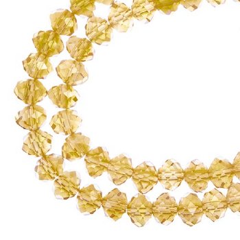58, 6x8mm Faceted Transparent Topaz AB Crystal Lane Donut Rondelle Beads