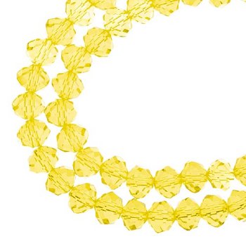 58, 6x8mm Faceted Transparent Yellow Crystal Lane Donut Rondelle Beads
