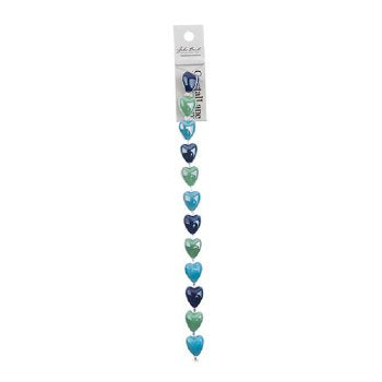 7 Inch Strand Crystal Lane 12x9mm Shades of Blue Ceramic Heart Beads