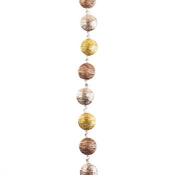 7 Inch Strand Crystal Lane Textured Puff Coin Metal Designer Beads