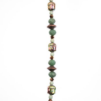 7 Inch Strand Crystal Lane Glass, Metal, and Hematite Patina Buddha Designer Strand