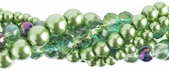 Green Hydrangea Crystal Lane 5 Strand Twisted Bead Set