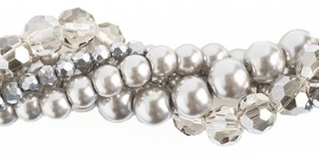 Silver Brunia Crystal Lane 5 Strand Twisted Bead Set