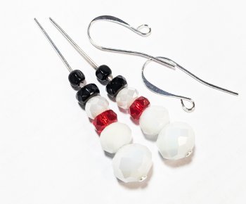 Crystal Lane Faceted White Crystal AB Rondell and Silver Snowman Earring Kit
