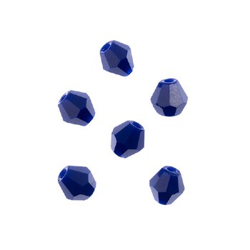 64, 6mm Faceted Opaque Dark Sapphire Crystal Lane Bicone Beads
