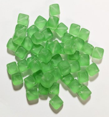 50 8mm Diagonal Hole Matte Light Green Cube Beads