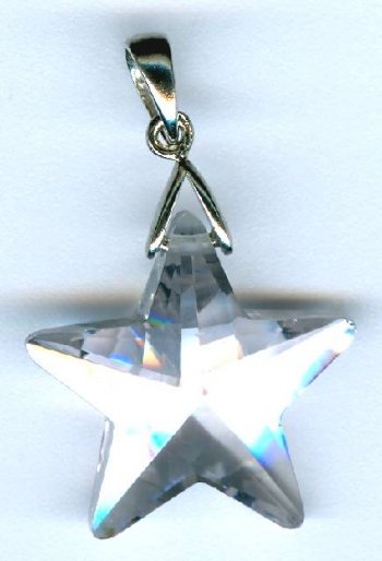 1 18mm Cubic Zirconia Star Pendant with Sterling Silver Bail