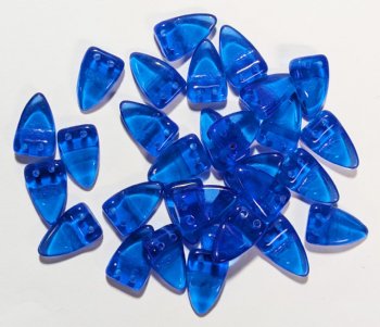 30 8x12mm Transparent Sapphire Two Hole Curved Glass Beads