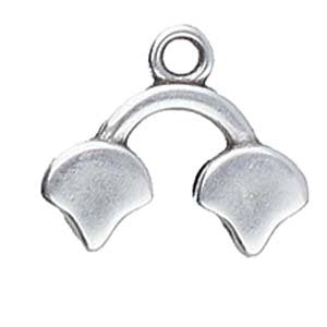 Set of 2, 17.2x15mm Cymbal Kastro II Antique Silver Ginko Ends