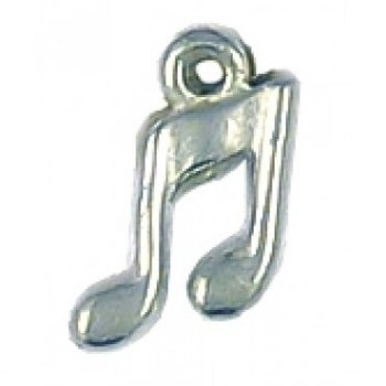 1 11x7mm Antique Silver Music Note Pendant / Charm